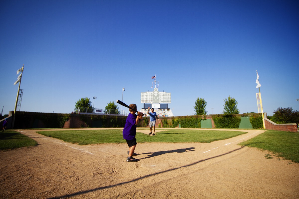 Youth baseball player at Little Wrigley