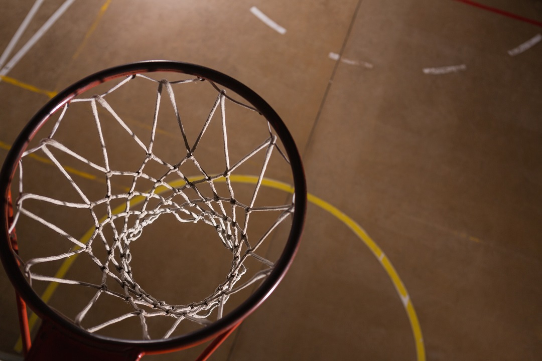 Basketball hoop in the court