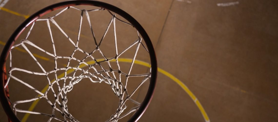 Basketball hoop in the court