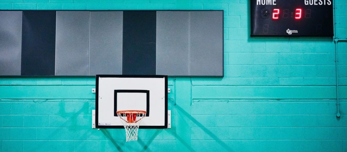 Basketball net and scoreboard