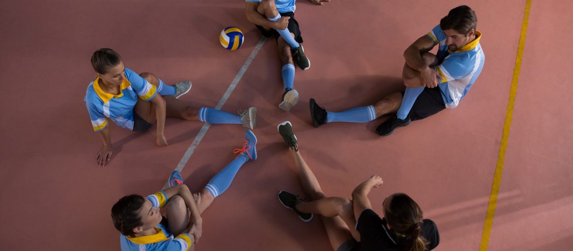 Volleyball team pre-game stretch