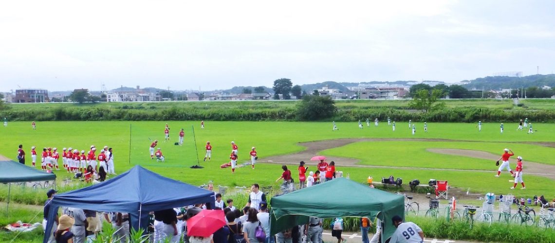 Wide view of baseball tournament