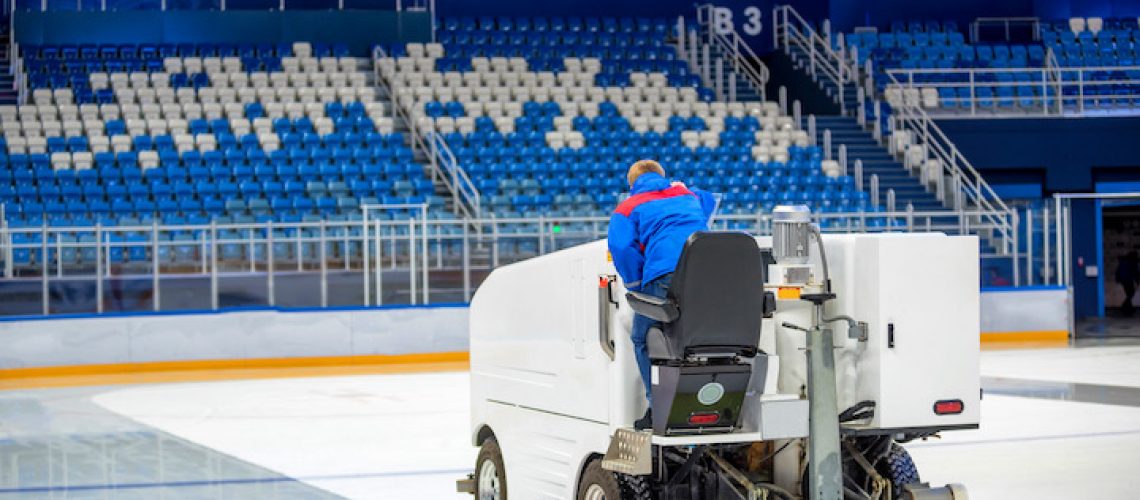 Ice resurfacer on hockey rink