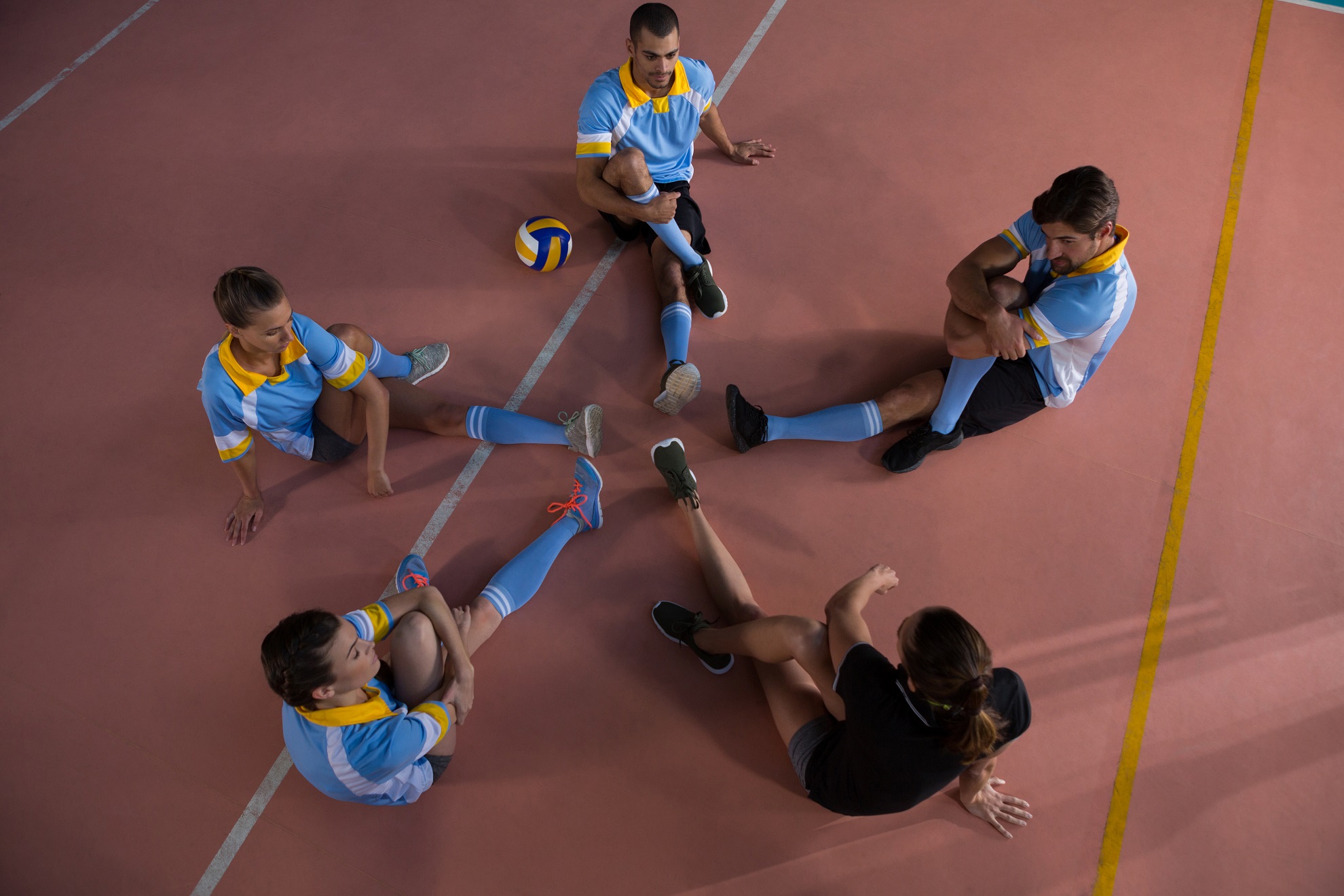 Volleyball team pre-game stretch