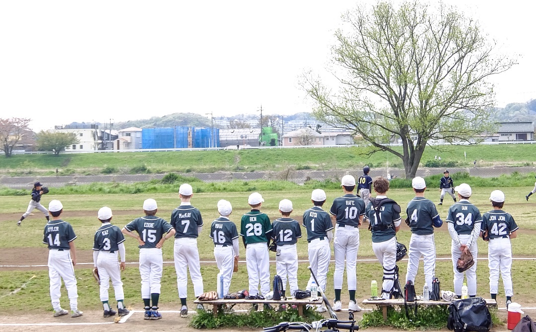 Youth baseball team lined up